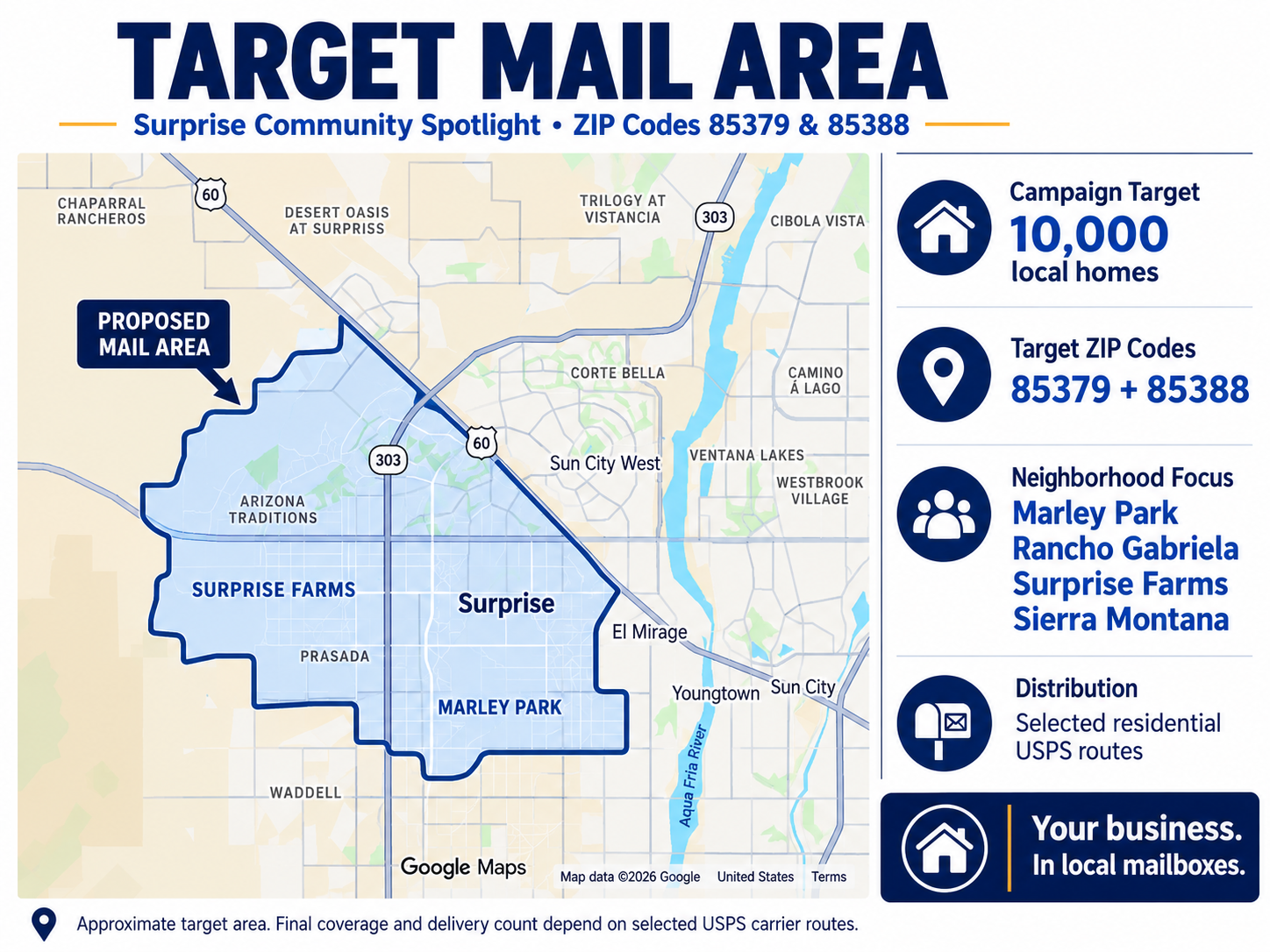 Proposed Surprise mailing area for ZIP codes 85379 and 85388